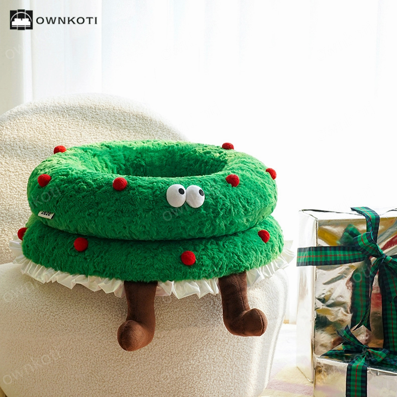 Cute Christmas Wreath Soft Pet Bed