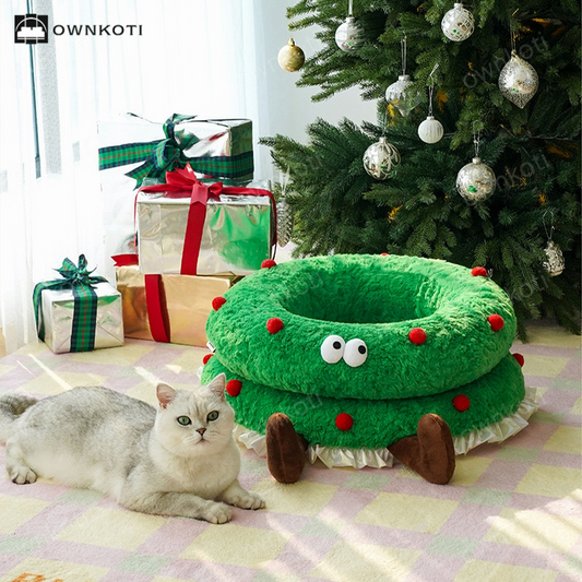 Cute Christmas Wreath Soft Pet Bed