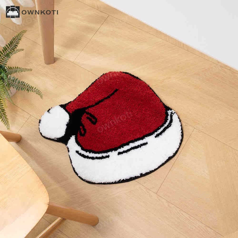 Santa Hat Anti-slip Flocking Floor Mat