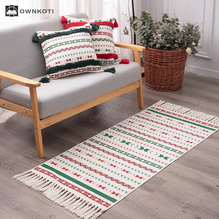 Christmas Woven Tassel Area Runner Rug