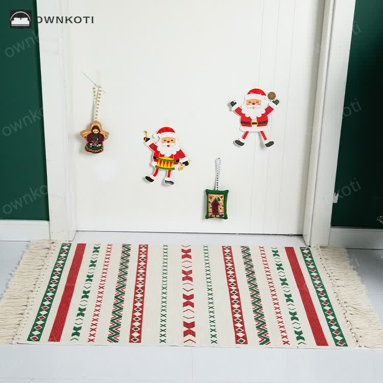 Christmas Woven Tassel Area Runner Rug