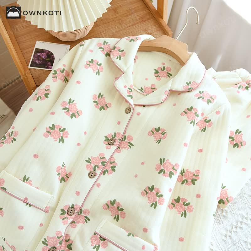 Three Layer Air Cotton Pastoral Pajama Set