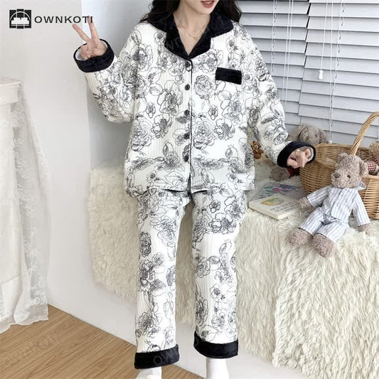 Plus Size Air Cotton Pastoral Pajama Set