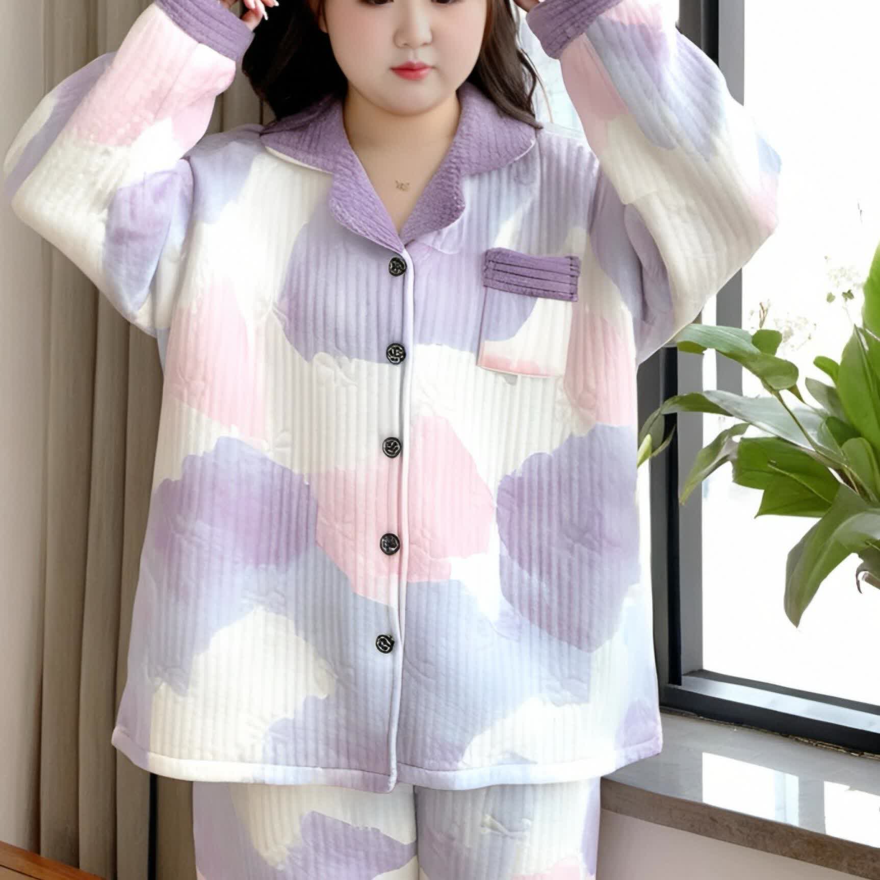 Plus Size Warm Comfy Nightwear Set - image 5