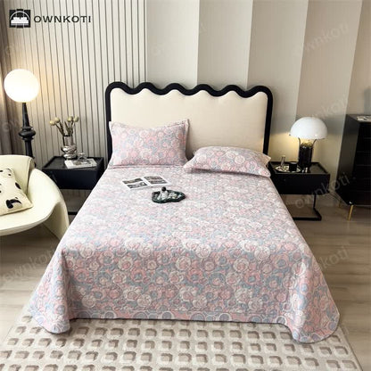 Cartoon Pig Cotton Gauze Quilted Coverlet