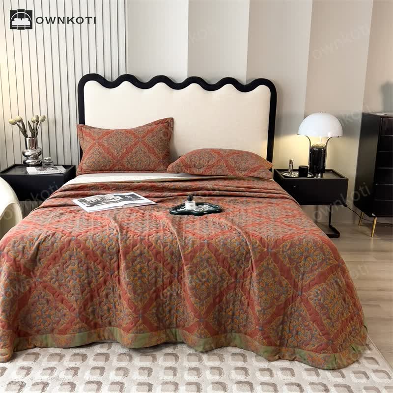 Yarn-dyed Jacquard Quilted Cotton Coverlet