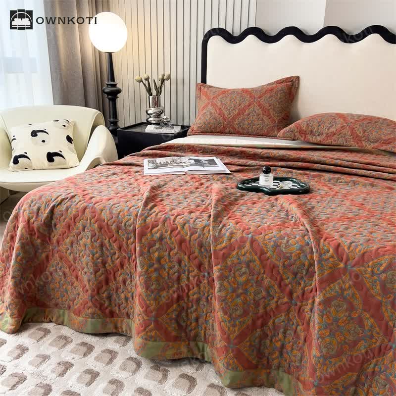 Yarn-dyed Jacquard Quilted Cotton Coverlet