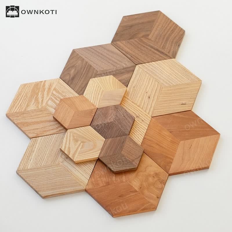 Hexagon Shape Wooden Placemat Coaster