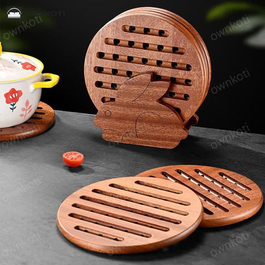 Ebony Rabbit-shaped Storage Rack Coaster