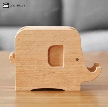 Elephant Wooden Phone Holder Coaster