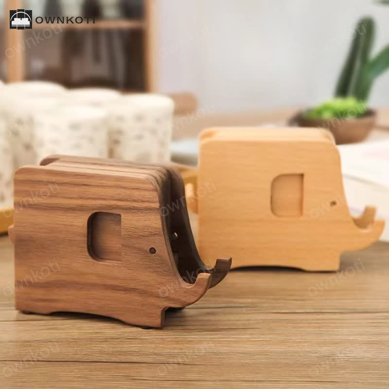 Elephant Wooden Phone Holder Coaster