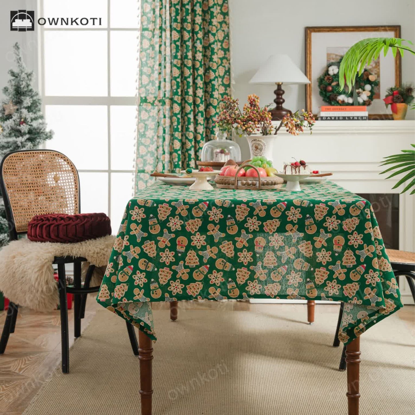 Christmas Festive Cotton Linen Tablecloth