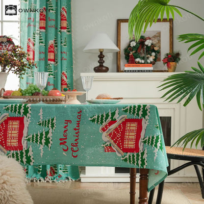 Merry Christmas Cotton Linen Tablecloth