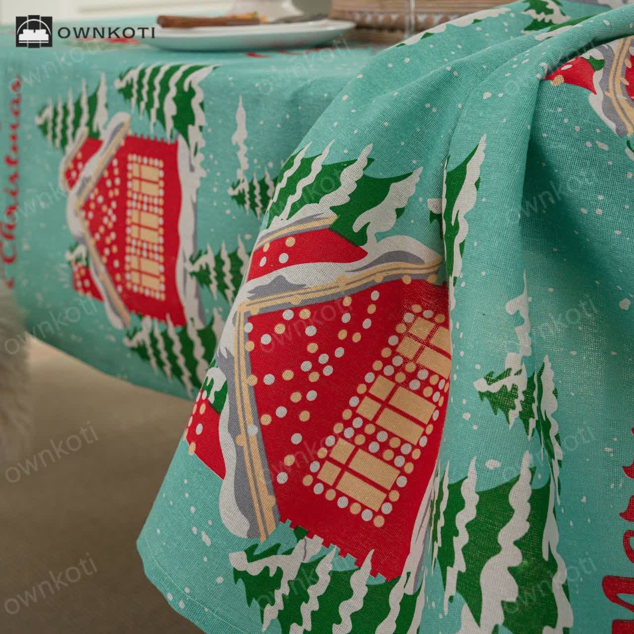 Merry Christmas Cotton Linen Tablecloth