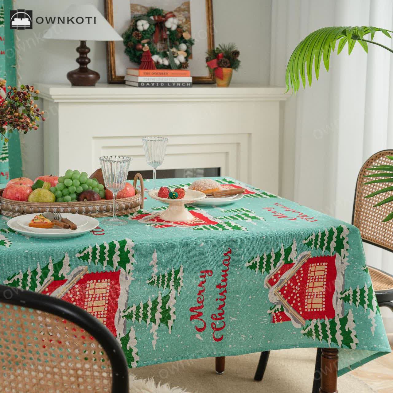 Merry Christmas Cotton Linen Tablecloth