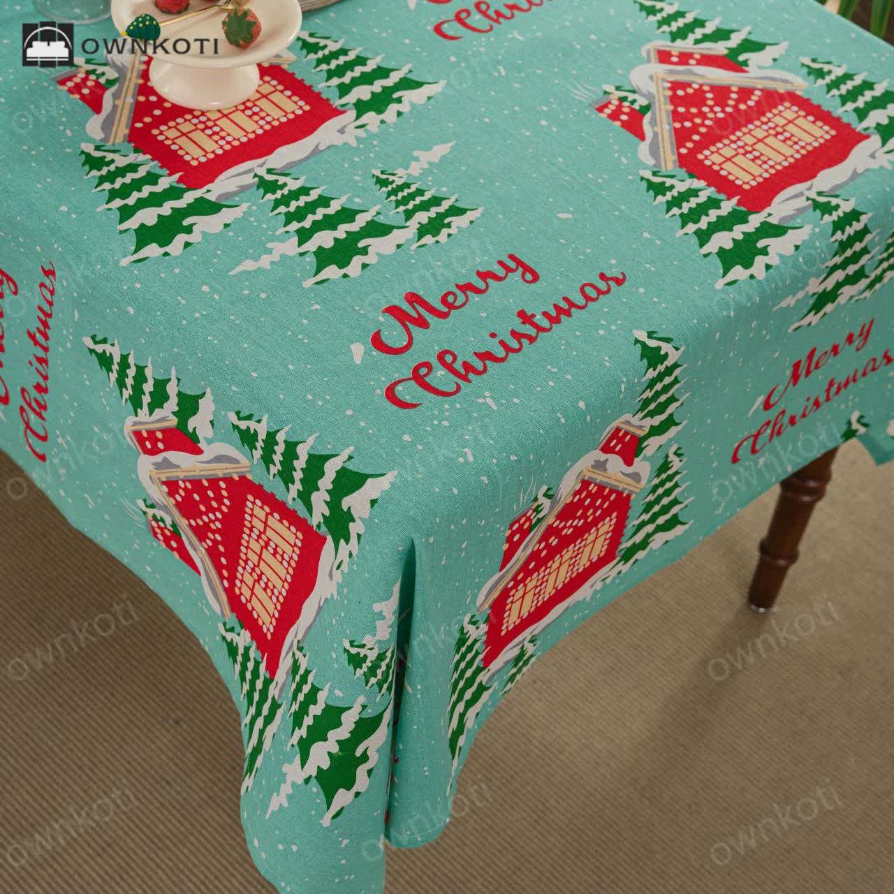 Merry Christmas Cotton Linen Tablecloth