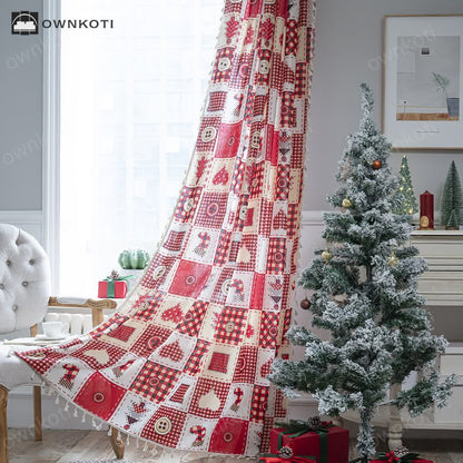 Christmas Festive Cotton Semi-shading Curtain