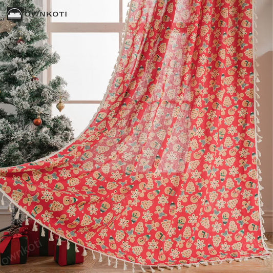 Christmas Motif Cookie Semi-shading Curtain