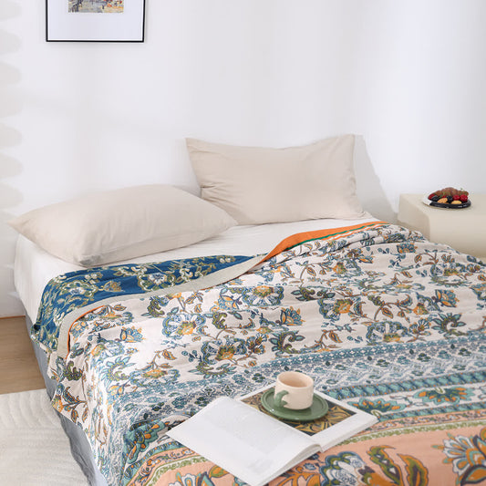  Retro Floral Cotton Gauze Comfy Quilt - image 1