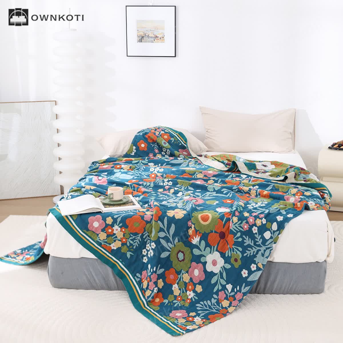 Cotton Gauze Bright Flowers Soft Quilt