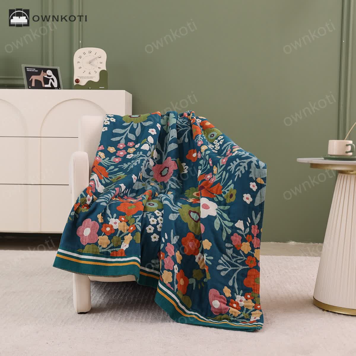 Cotton Gauze Bright Flowers Soft Quilt