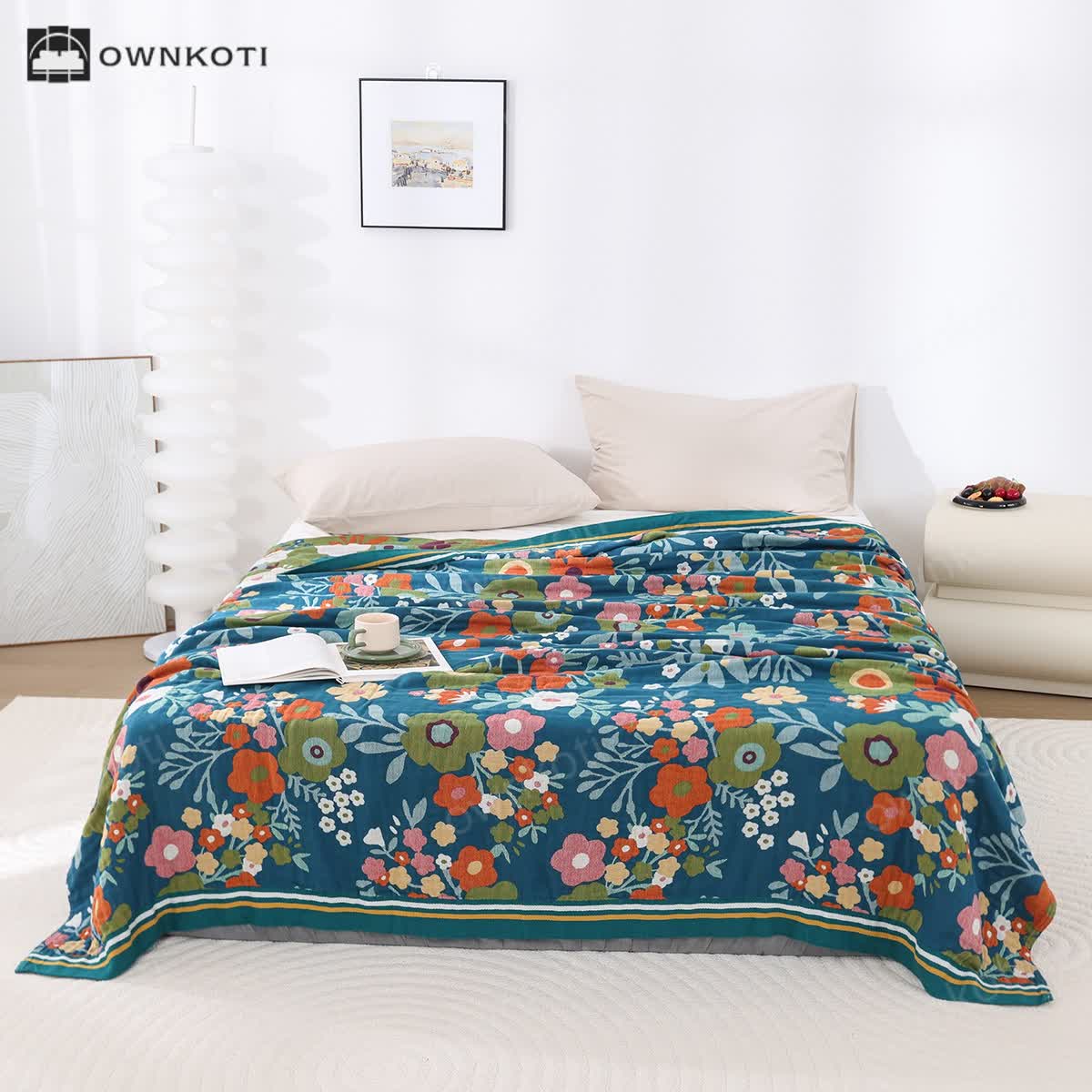 Cotton Gauze Bright Flowers Soft Quilt