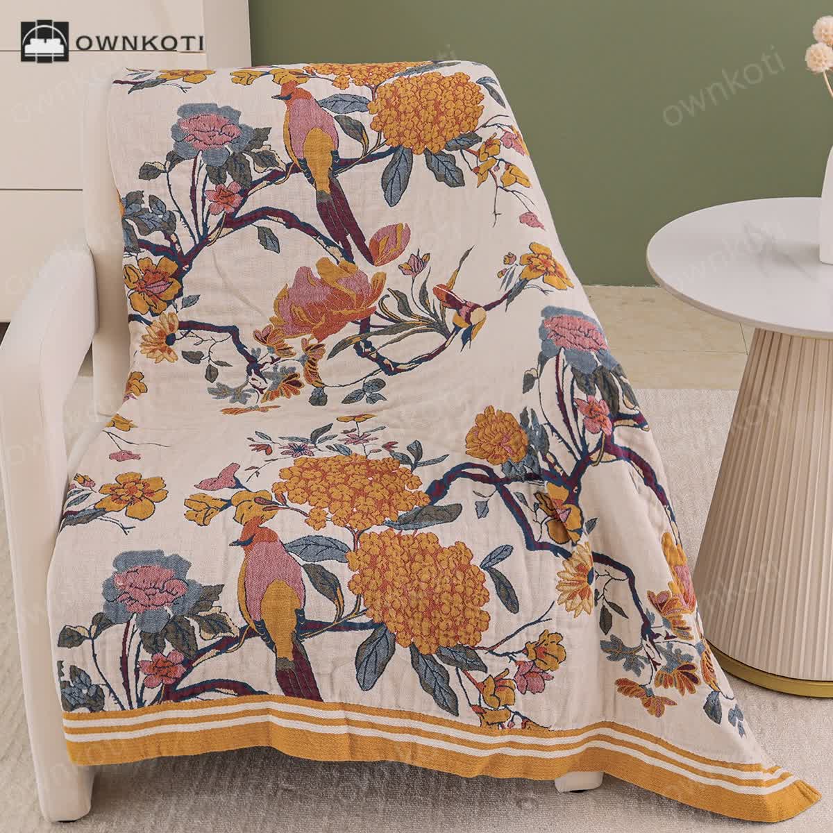 Blossoming Flower Cotton Gauze Lightweight Quilt