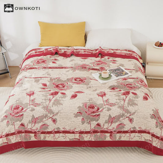 Cotton Gauze Rose Print Comfy Quilt