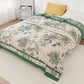 Cotton Gauze Rose Print Comfy Quilt - Green - King - image 3