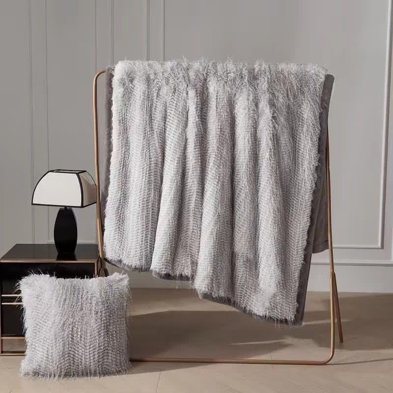 Gradient Luxurious Ostrich Feather Throw Blanket - image 4