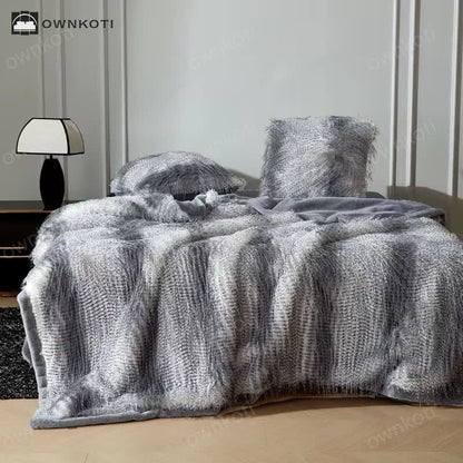 Gradient Luxurious Faux Fur Throw Blanket