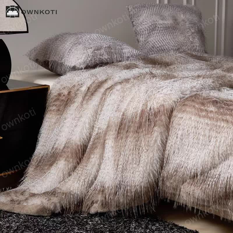 Gradient Luxurious Faux Fur Throw Blanket