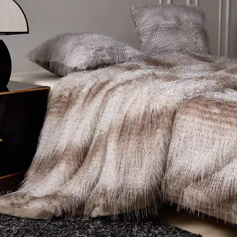 Gradient Luxurious Ostrich Feather Throw Blanket - image 7