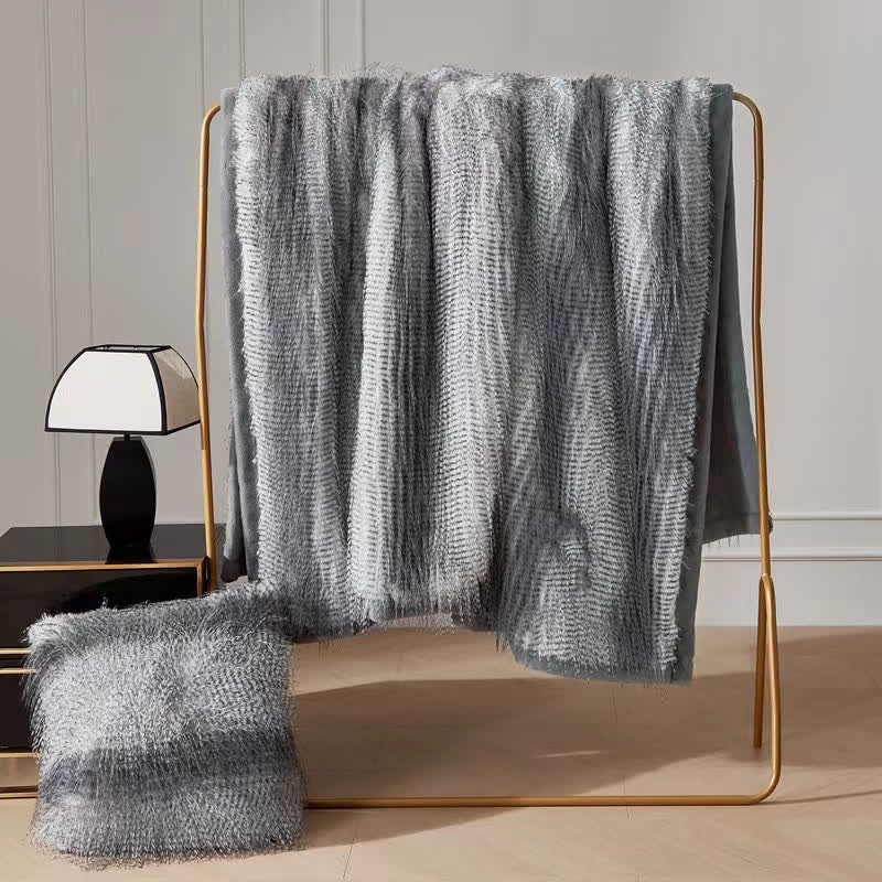 Gradient Luxurious Ostrich Feather Throw Blanket - image 2