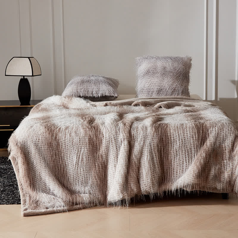 Gradient Luxurious Ostrich Feather Throw Blanket - Brown - 79"W x 90"L - image 5