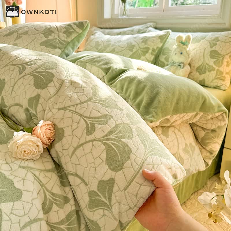 Jacquard Ginkgo Leaf Soft Bedding Set(4PCS)