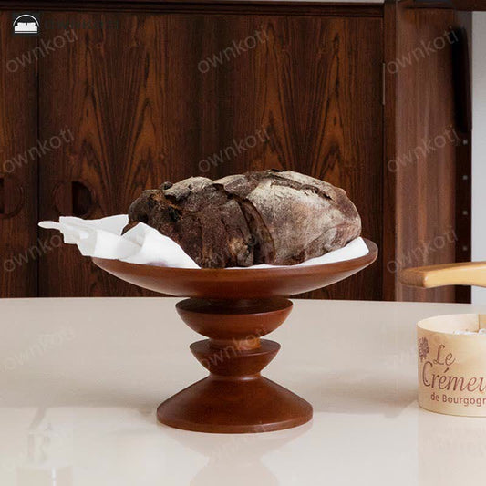 Wood Pedestal Stand Serving Tray