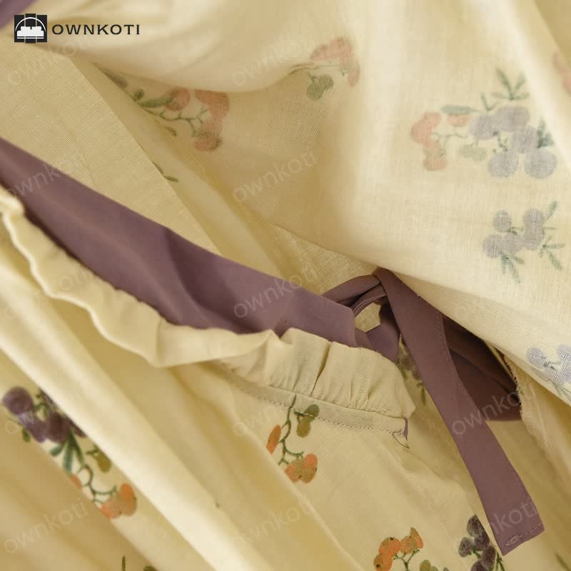 V-neck Cotton Floral Loquat Nightgown