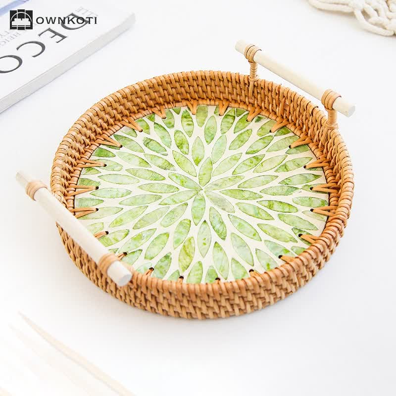 Rattan Woven Tray Snack Storage Basket