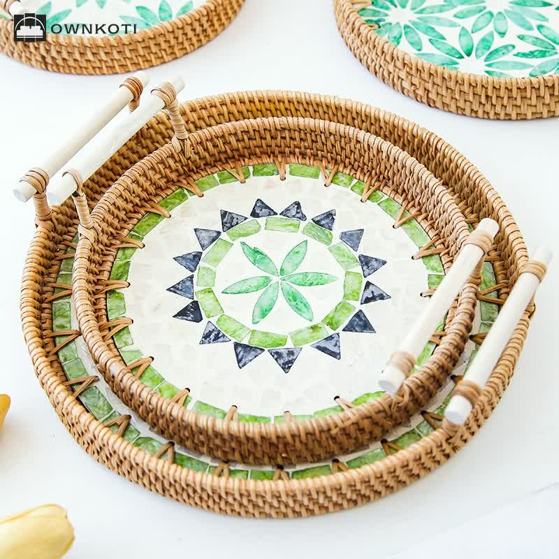 Rattan Woven Tray Snack Storage Basket