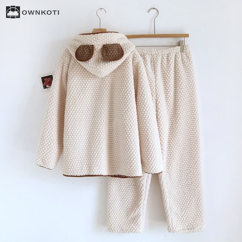 Warm Fleece Hooded Pajama Set