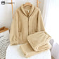 Simple Solid Color Fleece Couple Pajama Set