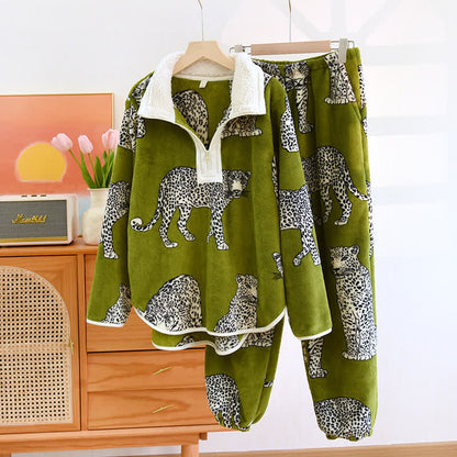Animal Flannel Pullover Pajama Set