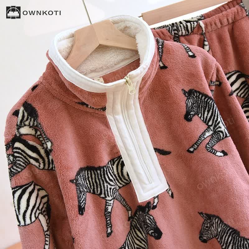 Animal Flannel Pullover Pajama Set