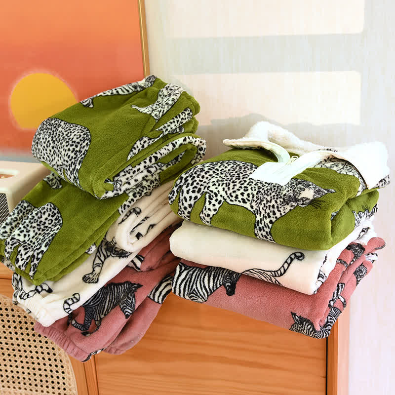 Animal Flannel Pullover Pajama Set