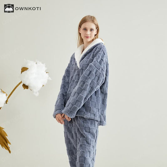 Jacquard Checkerboard Fleece Pajama Set