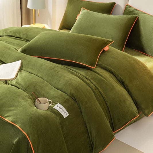 Solid Color Warm Duvet Cover Comforter Set - image 1