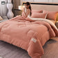 Solid Color Soft Sherpa Blanket with Comforter