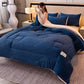 Solid Color Soft Sherpa Blanket with Comforter