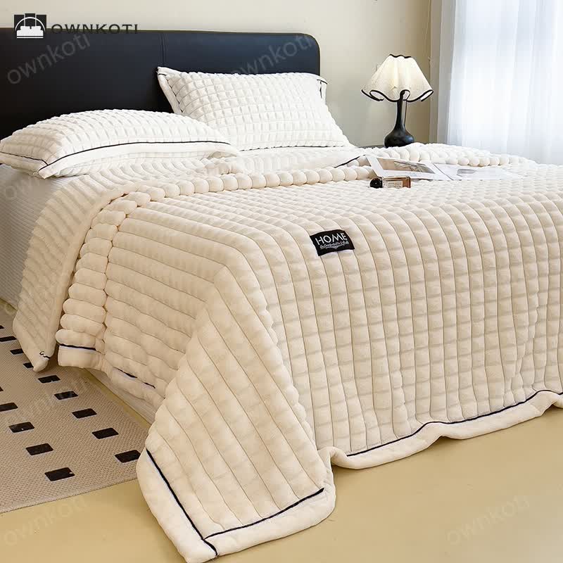 Plaid Texture Soft  Fleece Throw Blanket